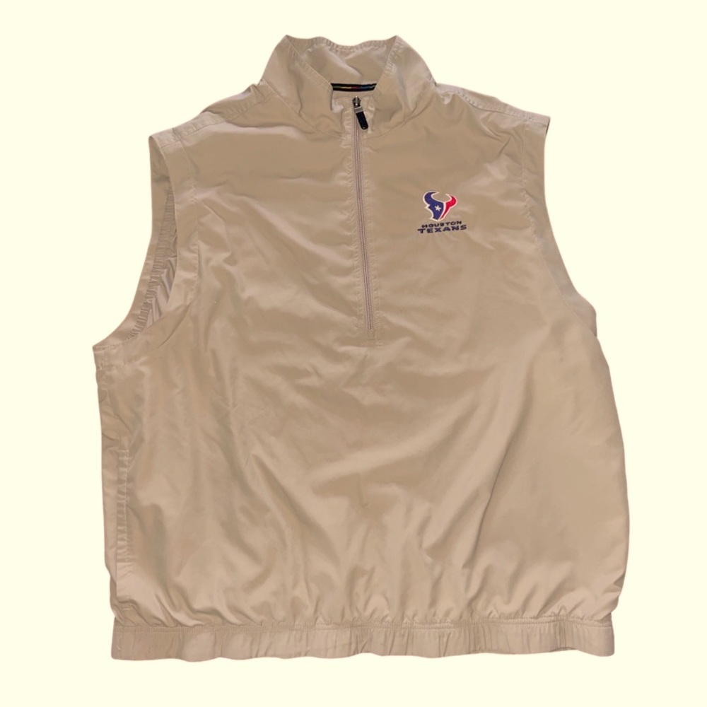 Houston Texans: Greg Norman Performance Golf Vest: Adult Large: Khaki: 3/4 Zip